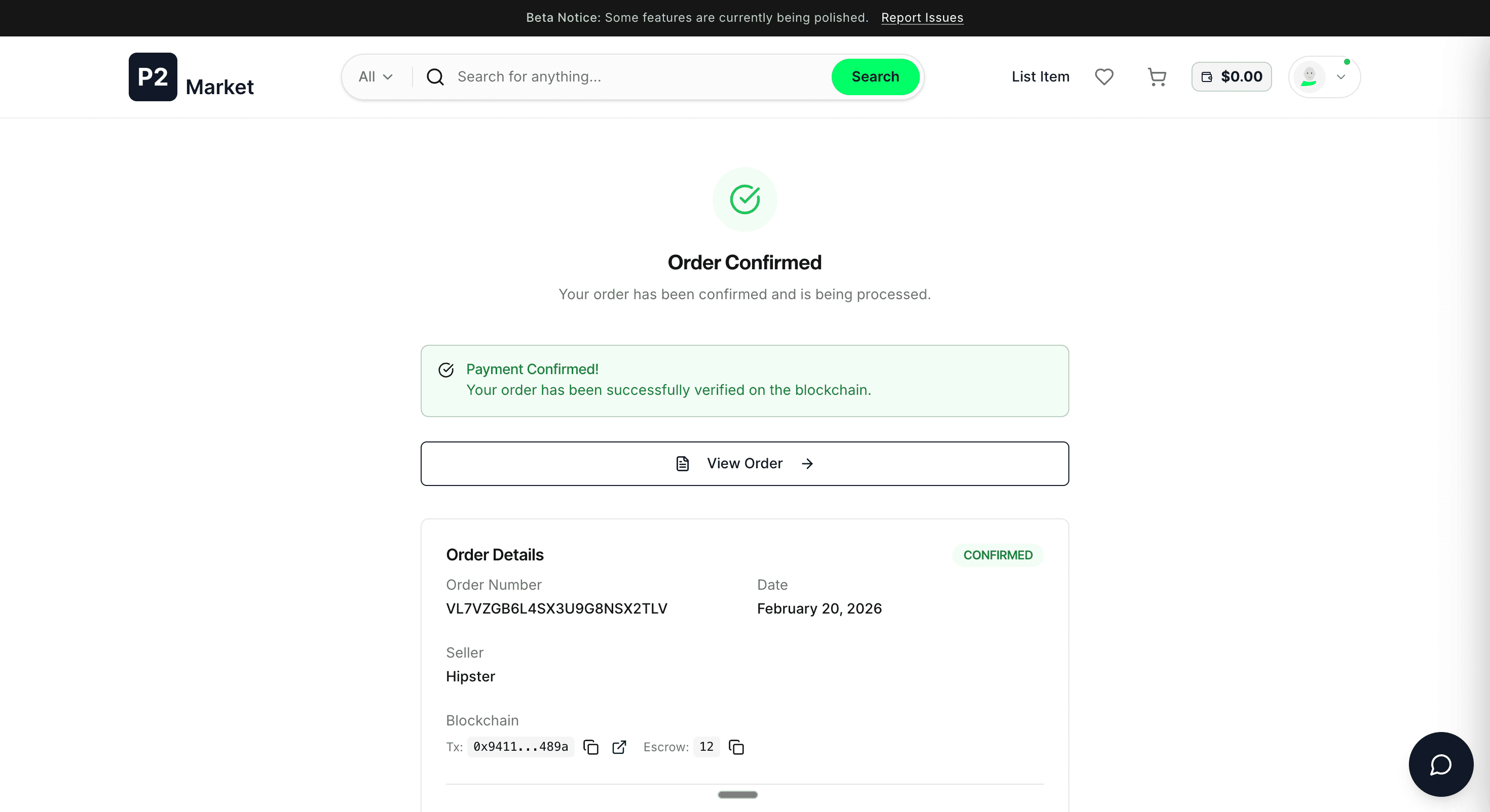 Order confirmation