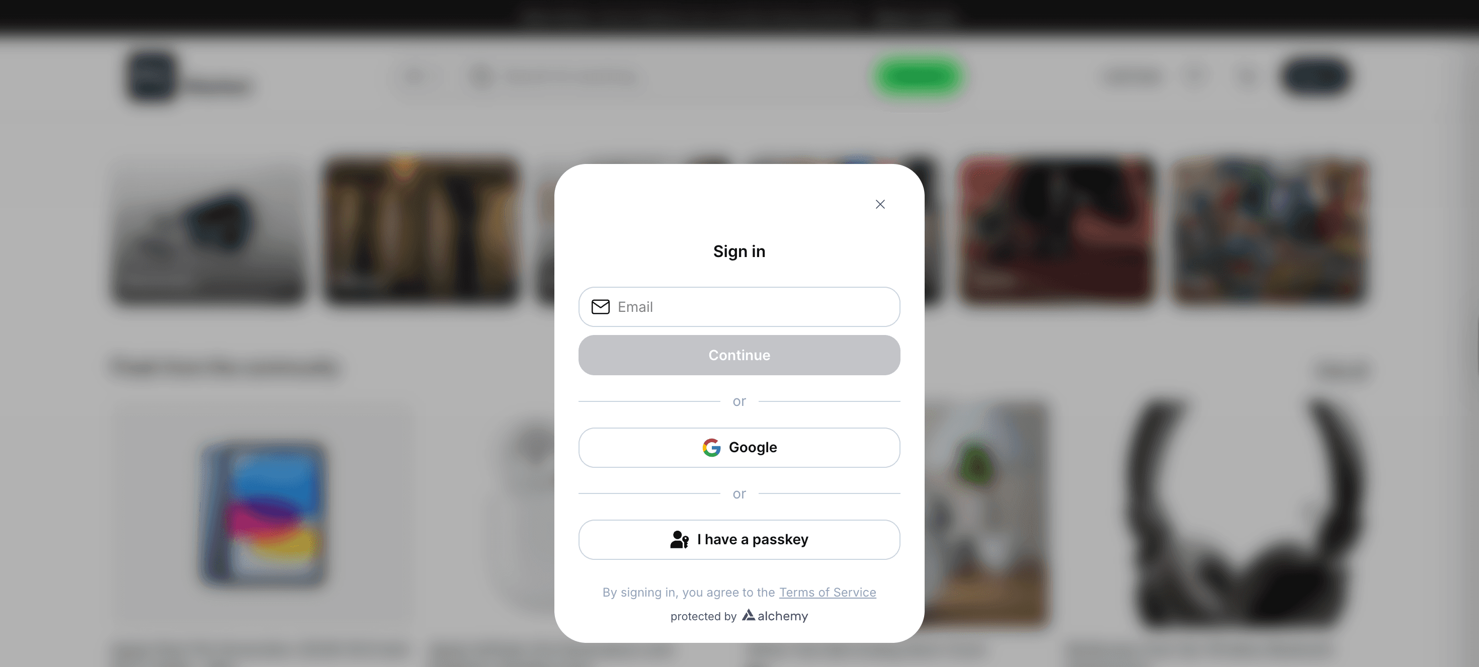 Sign up page